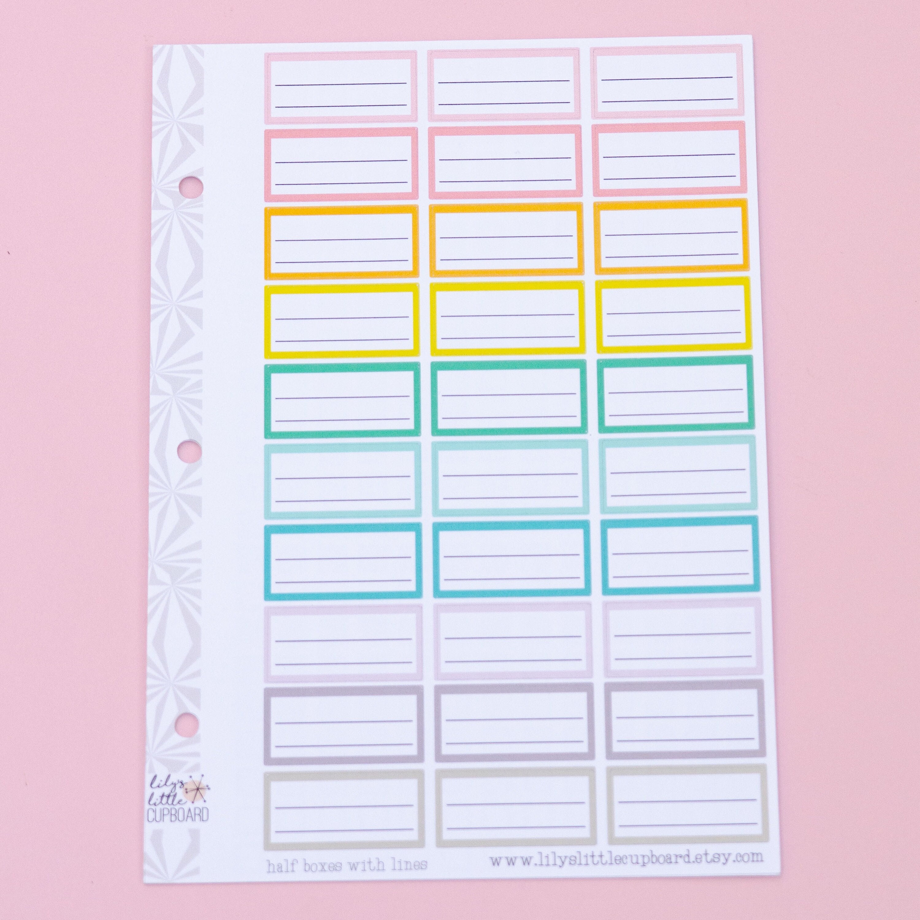 Lined Half Box Planner Stickers | Half Box Planner Stickers in Pastels ...