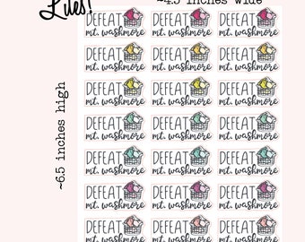 Defeat Mt Washmore Laundry Stickers | Cleaning Stickers | Laundry Stickers | Chore Stickers | Lily's Little Lites Planner Stickers (L0C3)