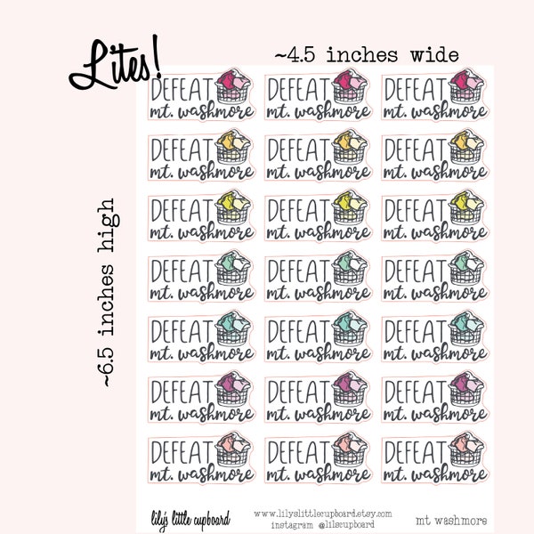 Defeat Mt Washmore Laundry Stickers | Cleaning Stickers | Laundry Stickers | Chore Stickers | Lily's Little Lites Planner Stickers (L0C3)