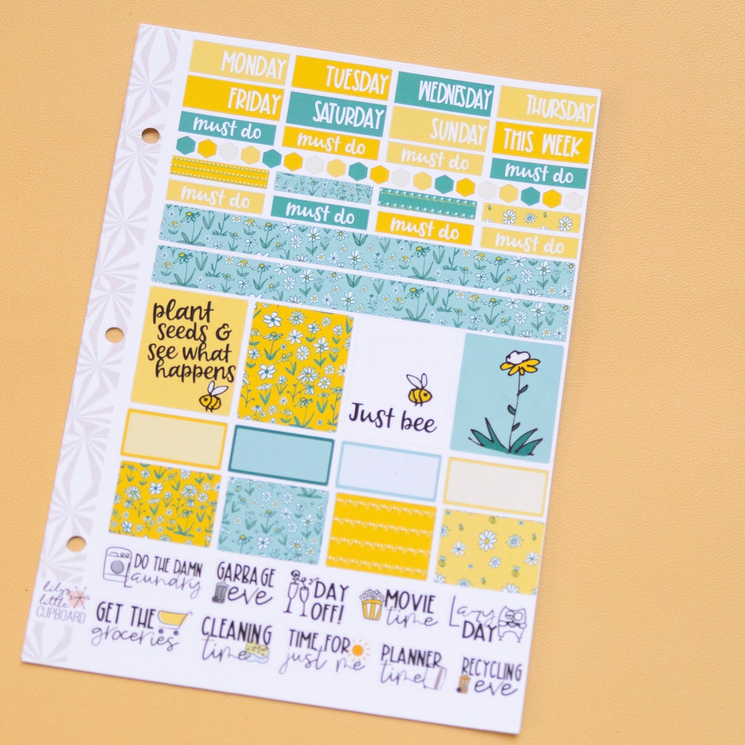 Hobonichi Cousin Weekly Sticker Kit in Daisies | A5 Weekly Planner ...
