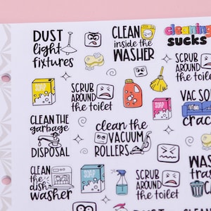 Gross Cleaning Jobs Planner Stickers | Deep Cleaning Script Stickers | Cute Cleaning Stickers | Functional Cleaning| Cleaning Deco Stickers