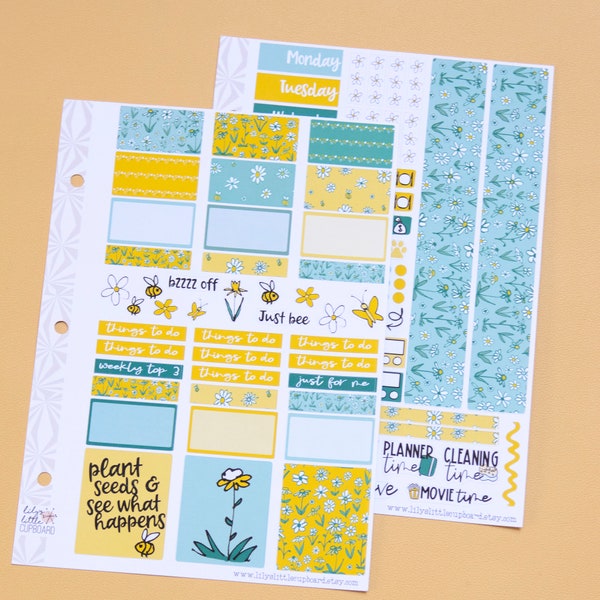 Simple Weekly Kit in Daisies | Weekly Planner Sticker Kit | Two-Page Set | A la Carte Mini Kits | Weekly Planner Kit