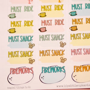 Magical To Do List Planner Stickers in Retro Brights | Theme Park Functional Planner Stickers | Travel Planner Stickers (#002))
