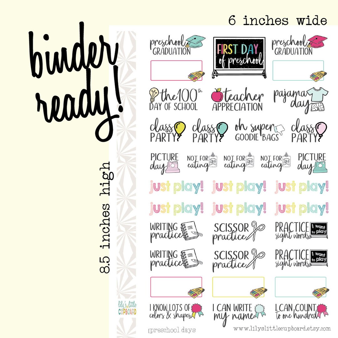 Preschool Stickers Preschool Milestones Preschool Planner Etsy