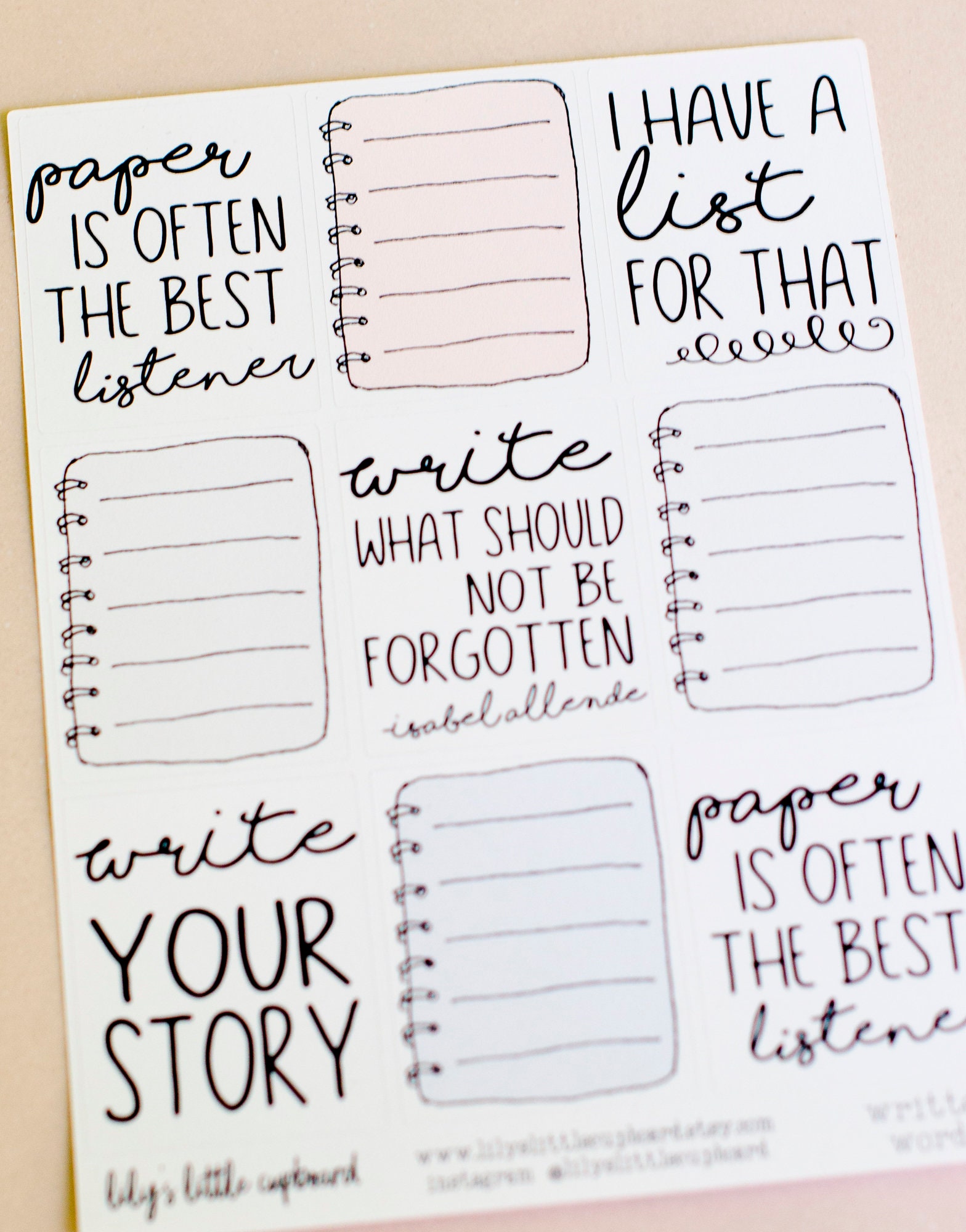 Writing Full Box Stickers Writing Quotes Stickers Notebook Etsy