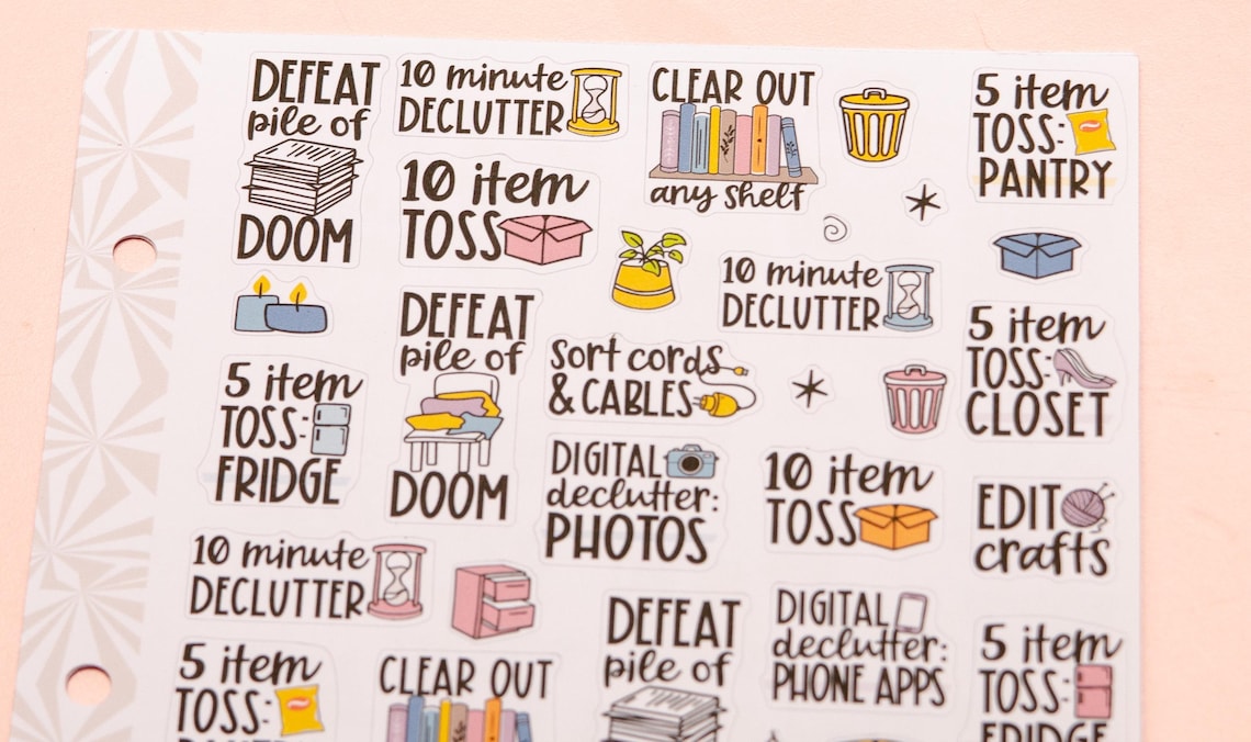 Decluttering Sampler Planner Stickers | Smallish Organizing Projects ...