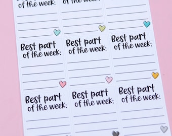 Pegatinas del planificador "Mejor parte de la semana" / Pegatinas de caja completa de gratitud
