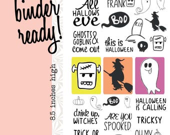 Hallloween Words and Deco Planner Stickers (#221)