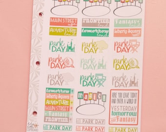 Just a Magical Park Day Planner Stickers in Vintage  | Vacation Planner Stickers | Travel Planner Stickers (#001)