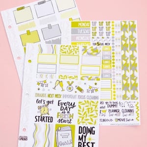 Fresh Start in Spring Green Vertical Weekly Sticker Kit | Standard Weekly Planner Sticker Kit | Goal Planner A la Carte Planner Kit