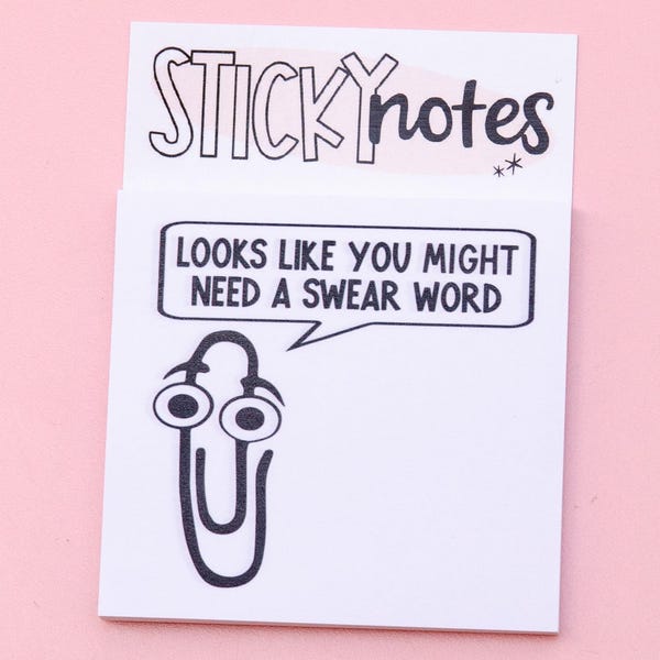 Swear Word Sticky Notes Notepad | Funny Paperclip Stationery (3"x3")