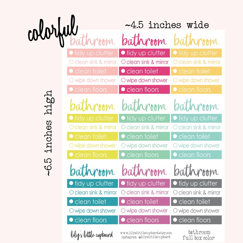 Clean The Bathroom Checklist Planner Stickers Bathroom Cleaning Stickers Zone Cleaning Stickers Cleaning Planner Stickers L0d1 2
