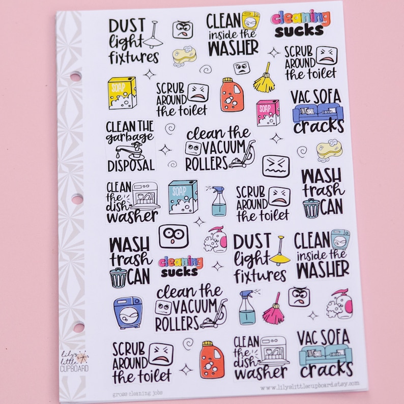 Gross Cleaning Jobs Planner Stickers | Deep Cleaning Script Stickers | Cute Cleaning Stickers | Functional Cleaning| Cleaning Deco Stickers image 4