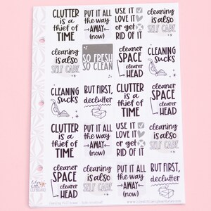 Cleaning Motivation Stickers for Smaller Planners | Hobonichi Cousin ...