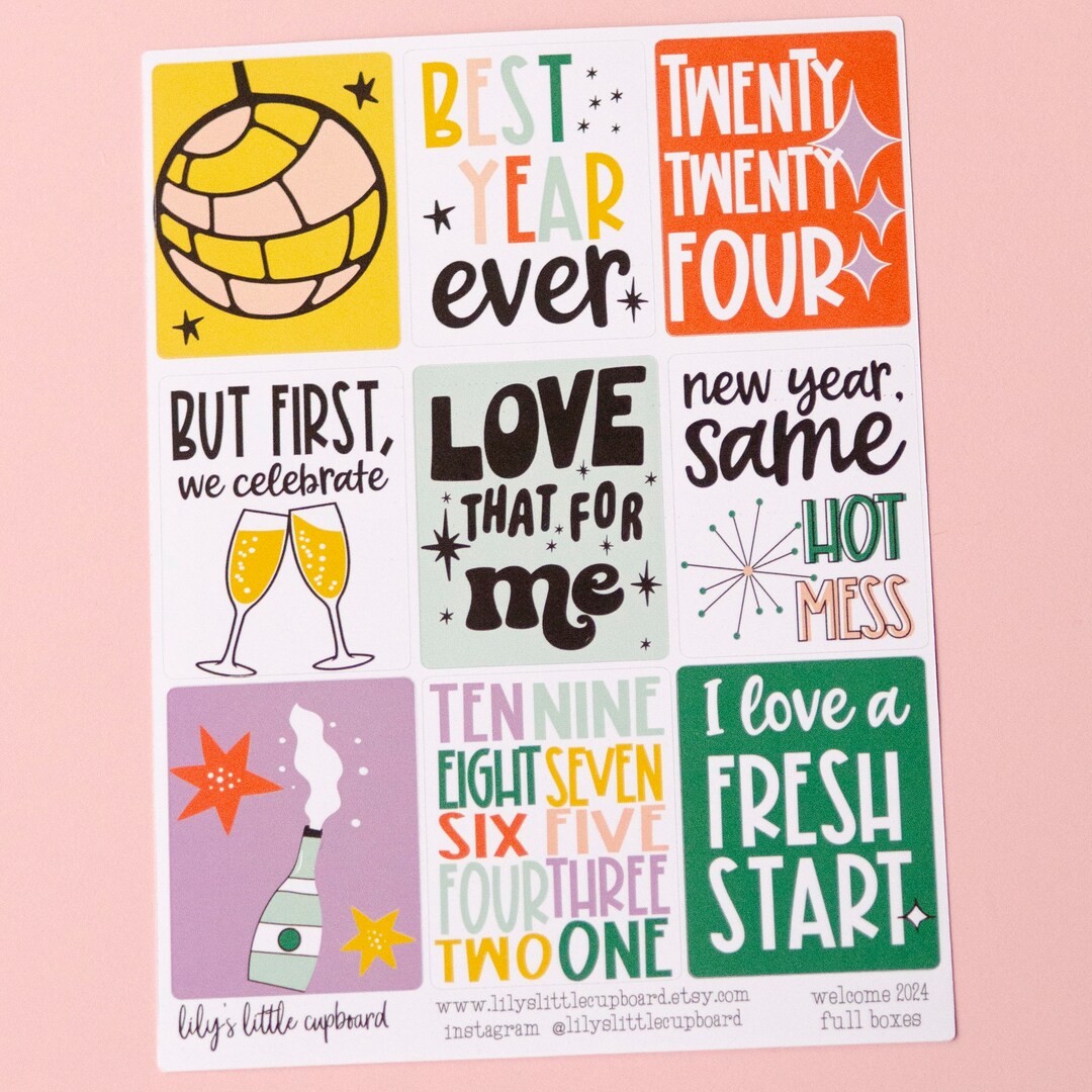 New Year Full Box Stickers New Year's Eve Box Quote Stickers Holiday