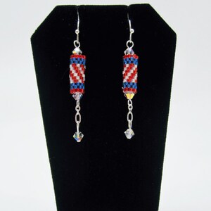 Fourth of July  - Red, White and Blue Firecracker Earrings