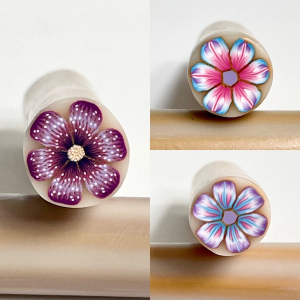 Flower Polymer Clay Raw Canes Assorted, Purple Passion, Pretty in Pink, Blue Heaven, Millefiori, Nail Art