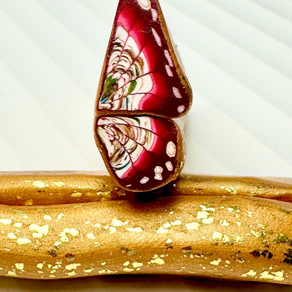 Polymer Clay Butterfly Wing Cane, Beautiful reds, Raw Cane, Millefiori, NailArt