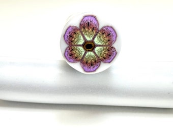 Polymer Clay Spotted Purple Flower Cane, Raw Canes, Millefiori, Nail Art