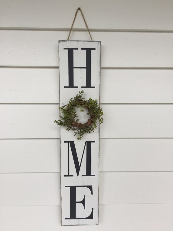 Home Wreath Sign Rustic Home Sign With Grapevine And Etsy