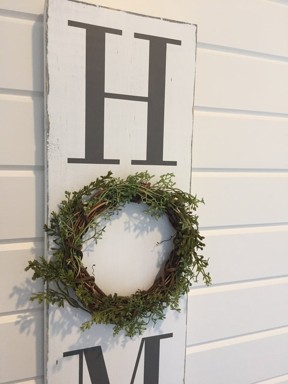 Home Wreath Sign Rustic Home Sign With Grapevine And Etsy