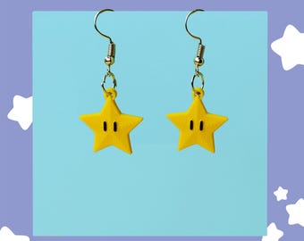 Super star earrings, 3D printed dangle earrings super mario