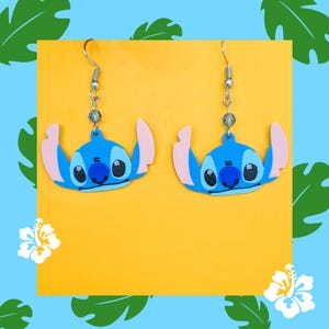 Boucles d&#39;oreilles Stitch, Disney Lilo & Stitch Lightweight, boucles d&#39;oreilles pendantes hypoallergéniques imprimées en 3D, cadeau Disney extraterrestre hawaïen pour elle