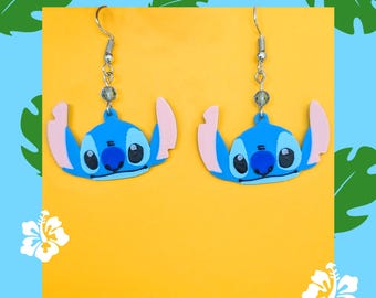 Boucles d'oreilles Stitch, Disney Lilo & Stitch légères, hypoallergéniques imprimées en 3D, cadeau extraterrestre hawaïen pour elle