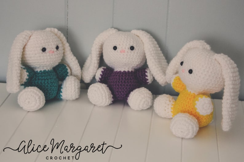 Amigurumi Crochet Easter Bunny Keepsake Colorful Bunny Easter Gift Stuffed Toy White Rabbit Holiday Rabbit Made To Order