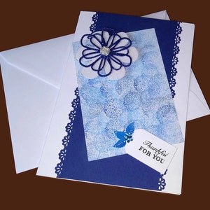 Carte de voeux BLUE FLOWER - billet d'anniversaire