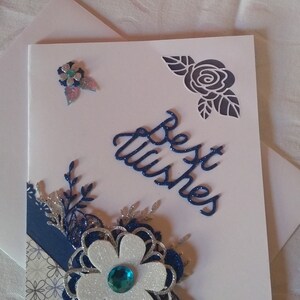 Carte de voeux BLUE FLOWER - billet d'anniversaire