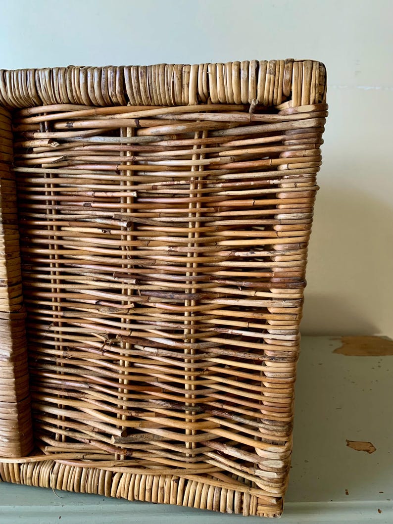 Peut inclure: Un panier rectangulaire en osier de couleur marron naturel. Le panier est fabriqu&eacute; &agrave; partir de roseaux tress&eacute;s et pr&eacute;sente une construction robuste. Les c&ocirc;t&eacute;s et les bords sup&eacute;rieurs sont renforc&eacute;s.