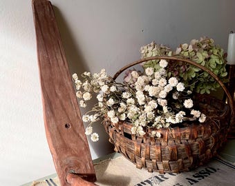 Petit support de chevilles en bois de fabrication primitive primitive, décoration murale de ferme rustique, séchoir à fleurs et herbes, suspension de lanterne en bois de Style antique