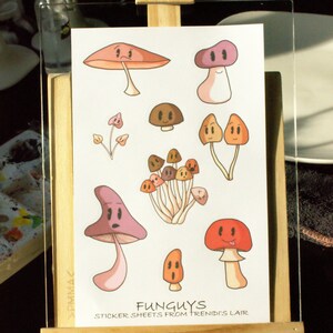 Funguys Sticker Sheet, Clear Stickers, Paper Stickers, Matte Stickers