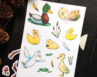 Duckies Sticker Sheet, Clear Stickers, Paper Stickers, Matte Stickers