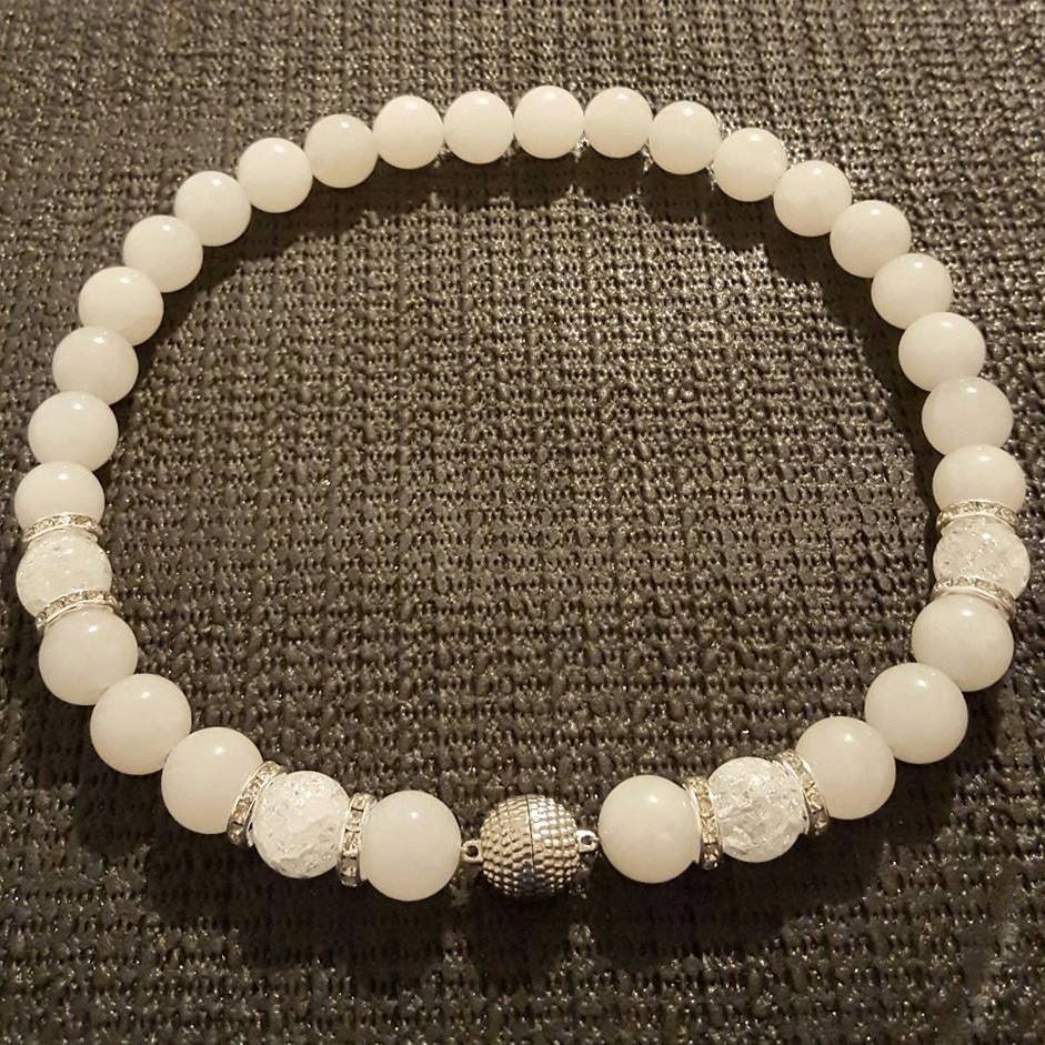 Beautiful White Jade Bead Necklace Etsy Canada