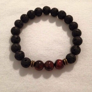Beautiful lava rock and tiger eye beads bracelet