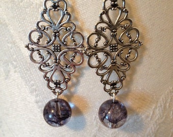 Drop earrings with glass beads