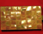 Vintage Mother of Pearl Compact Purse Minaudiere Vanity Case MOP Checkerboard