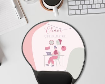 Mouse Pad, Chaos Coordinator Ergonomic Wrist Rest Pad - Funny Cute Desk Accessories, Office Gift Idea, Computer Desk Decor, Coworker Gift,