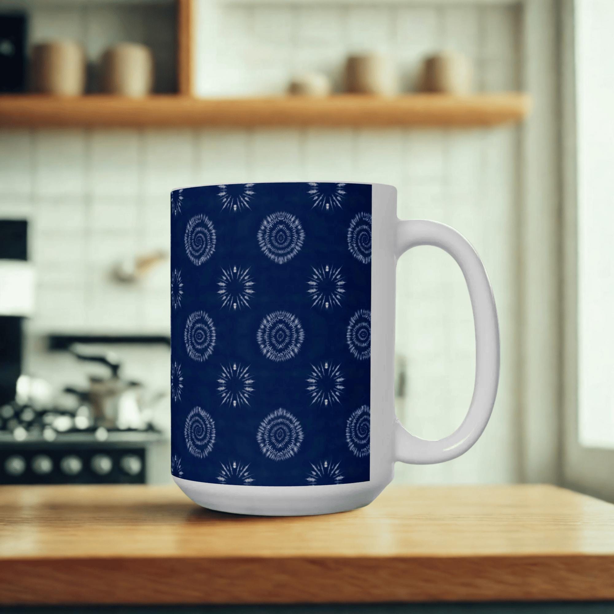 Shibori Tie Dye Mug, 11oz or 15oz, Artistic Indigo Ceramic Coffee Mug, BPA  Free, Dishwasher and Microwave Safe, Gifts for Her, Tea Cup
