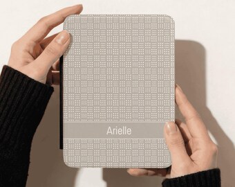 Custom Kindle Cover with Hand Strap, Paperwhite and Colorsoft 12th Generation, 7 inch, Personalized, Mud cloth Inspired Pattern