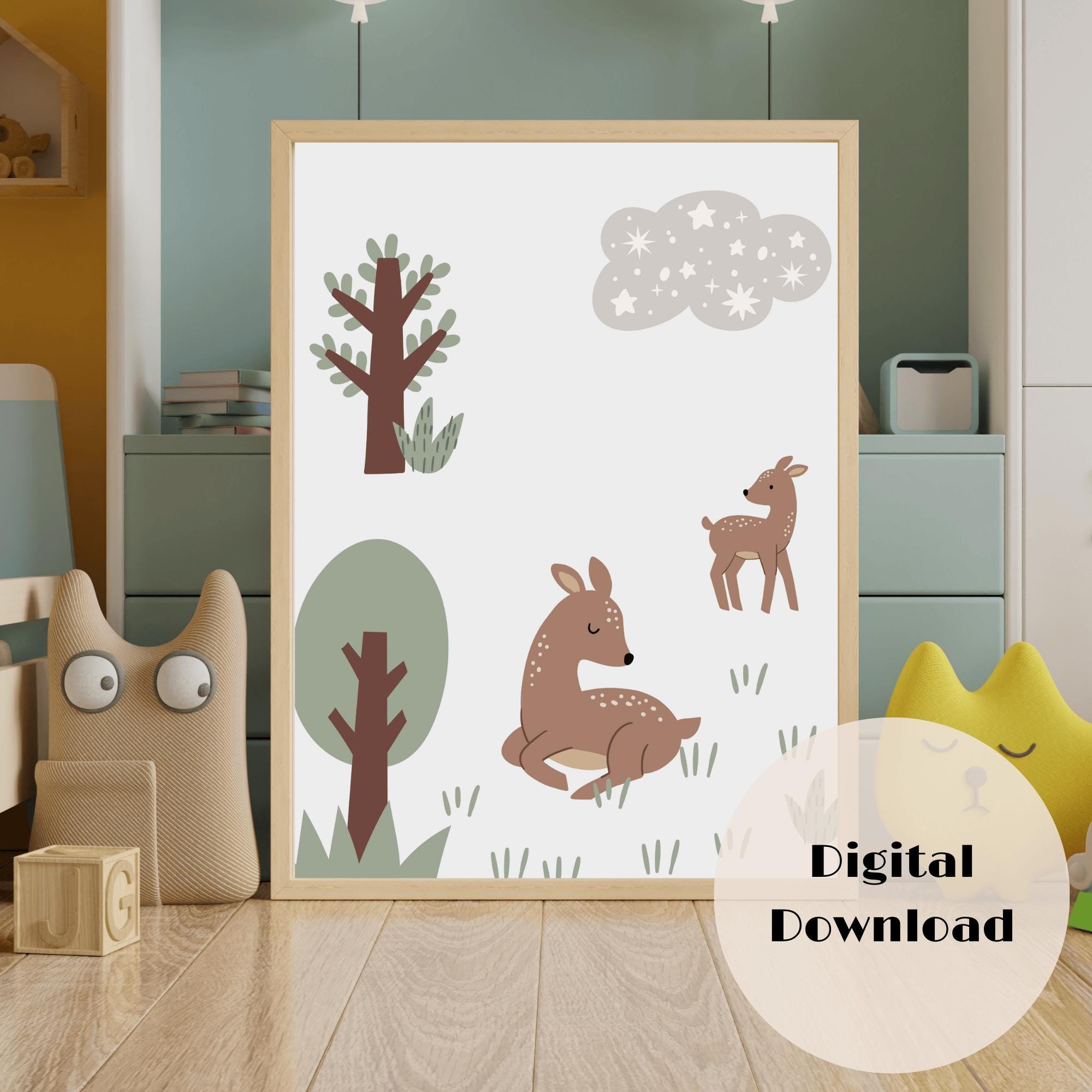 Woodland Animals Nursery Wall Art Print Set of 3, Baby Room Decor ...