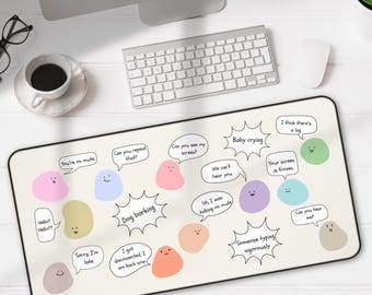 Funny Extra Large Mouse Pad, Desk Mat with Remote Work Humor, Conference Call Bingo, Work from Home Essentials, Gift for Coworker, Boss