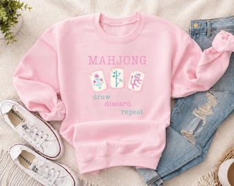 Mahjong tiles draw discard repeat Sweatshirt | Mahjong Crewneck