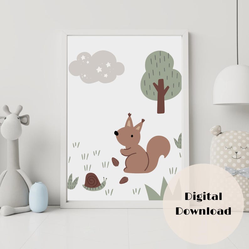 Woodland Animals Nursery Wall Art Print Set of 3, Baby Room Decor ...