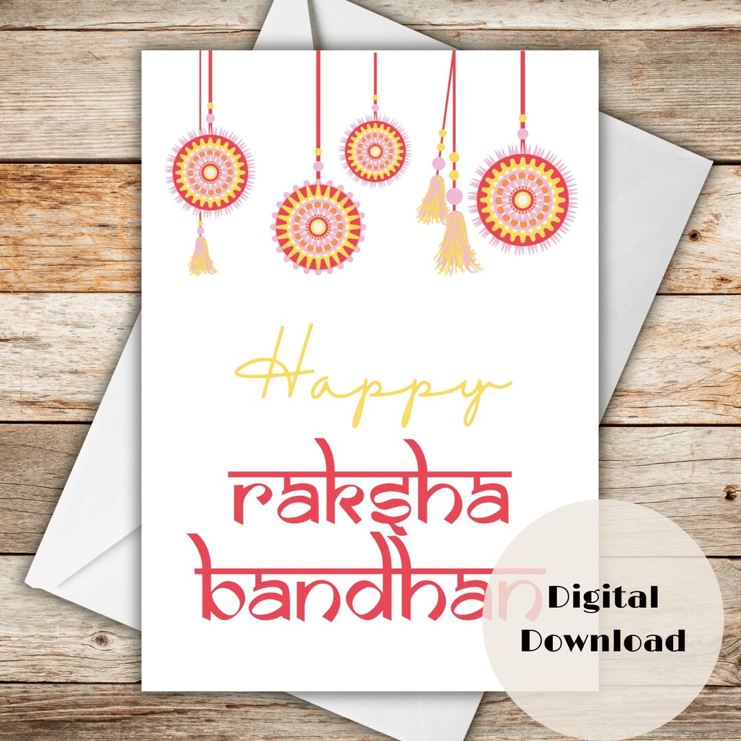 Printable Raki Card Raksha Bandhan Greeting Card (envelope Template Included), 5x7 Happy ...