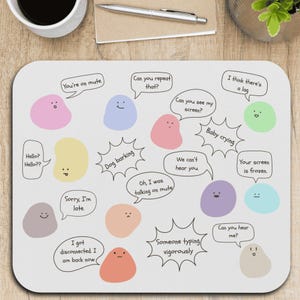 Funny Mouse Pad, Remote Work Humor, Conference Call Bingo, Work from Home Essentials, Funny Gift for Coworker, Gift for Boss, Blob-White
