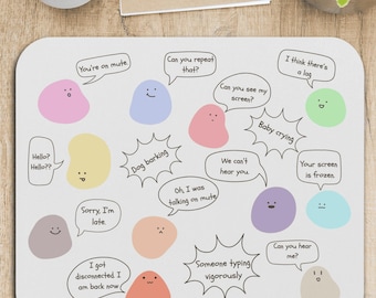 Funny Mouse Pad, Remote Work Humor, Conference Call Bingo, Work from Home Essentials, Funny Gift for Coworker, Gift for Boss, Blob-White