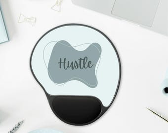 Motivational Mouse Pad with Wrist Rest – Hustle Design for Office, Home, Gaming, Inspirational Gift for Productivity